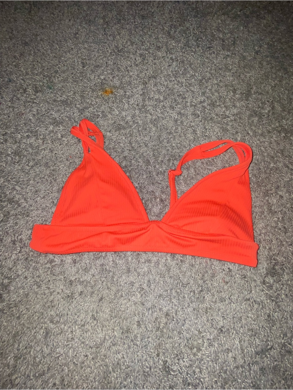 SHEIN Ribbed Triangle Bikini Top in Bright Orange